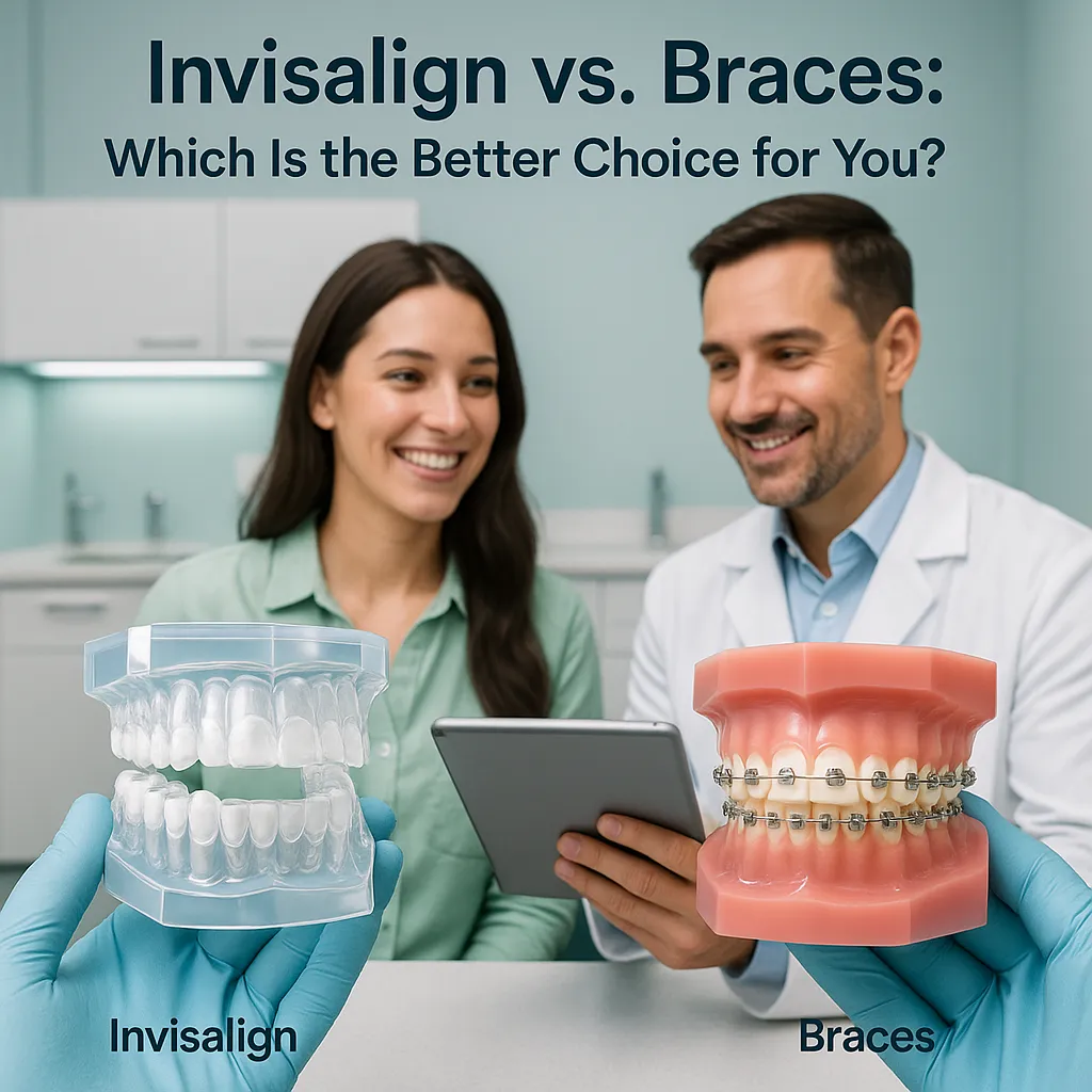 Invisalign vs braces comparison for teeth straightening at AZ Dental SPA Pennsauken NJ
