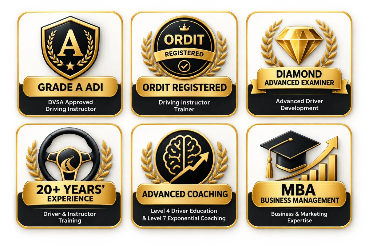 Ali Shahraki driving instructor trainer qualifications – Grade A ADI, ORDIT registered trainer, Diamond Advanced Examiner and 20+ years experience