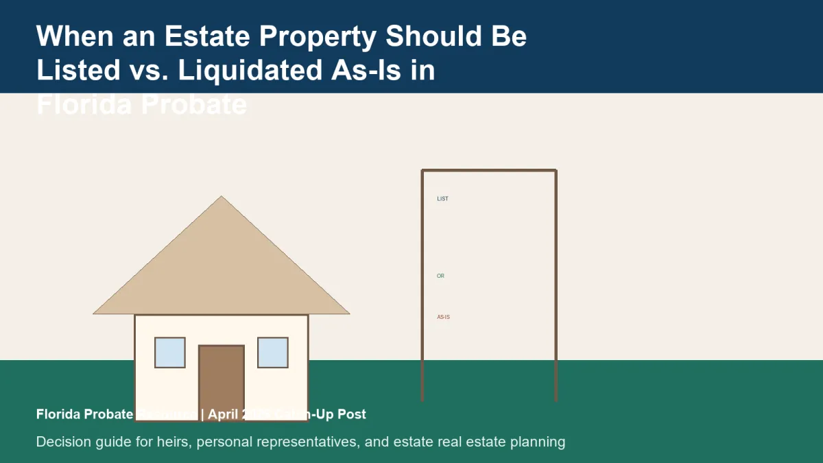 When an Estate Property Should Be Listed vs. Liquidated As-Is in Florida Probate