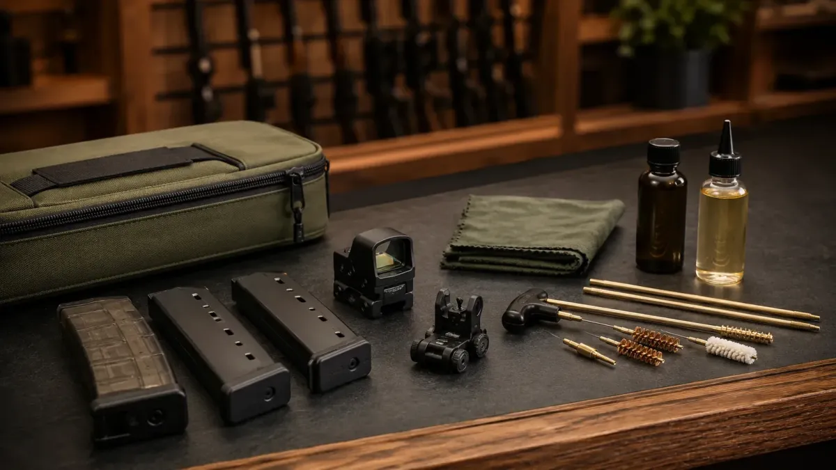 Placeholder for Optics, mags, cleaning supplies