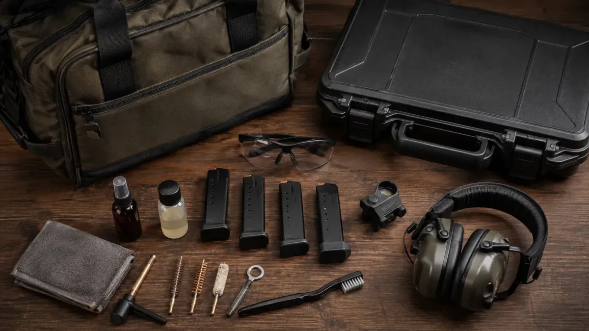 Complete practical range setup flat-lay