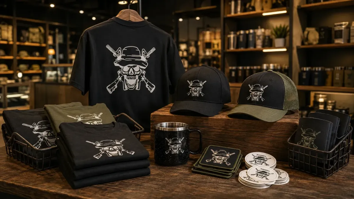 Placeholder for Branded shirts, hats, patches