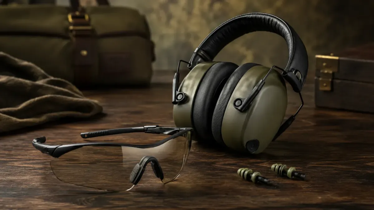 Placeholder block indicating an image for eye and hearing protection.