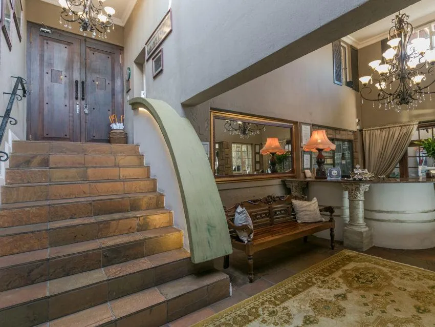 a room with a bar and stools