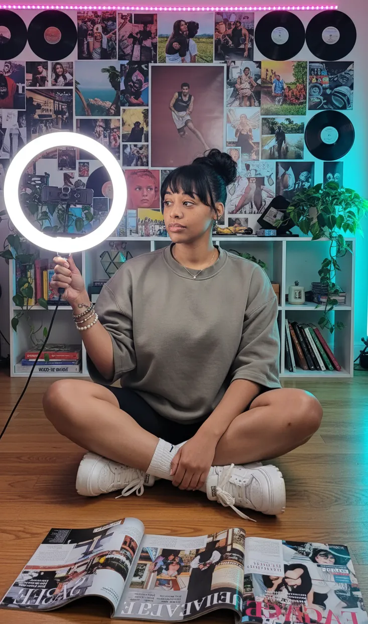 Pointing gesture AI portrait for call-to-action posts