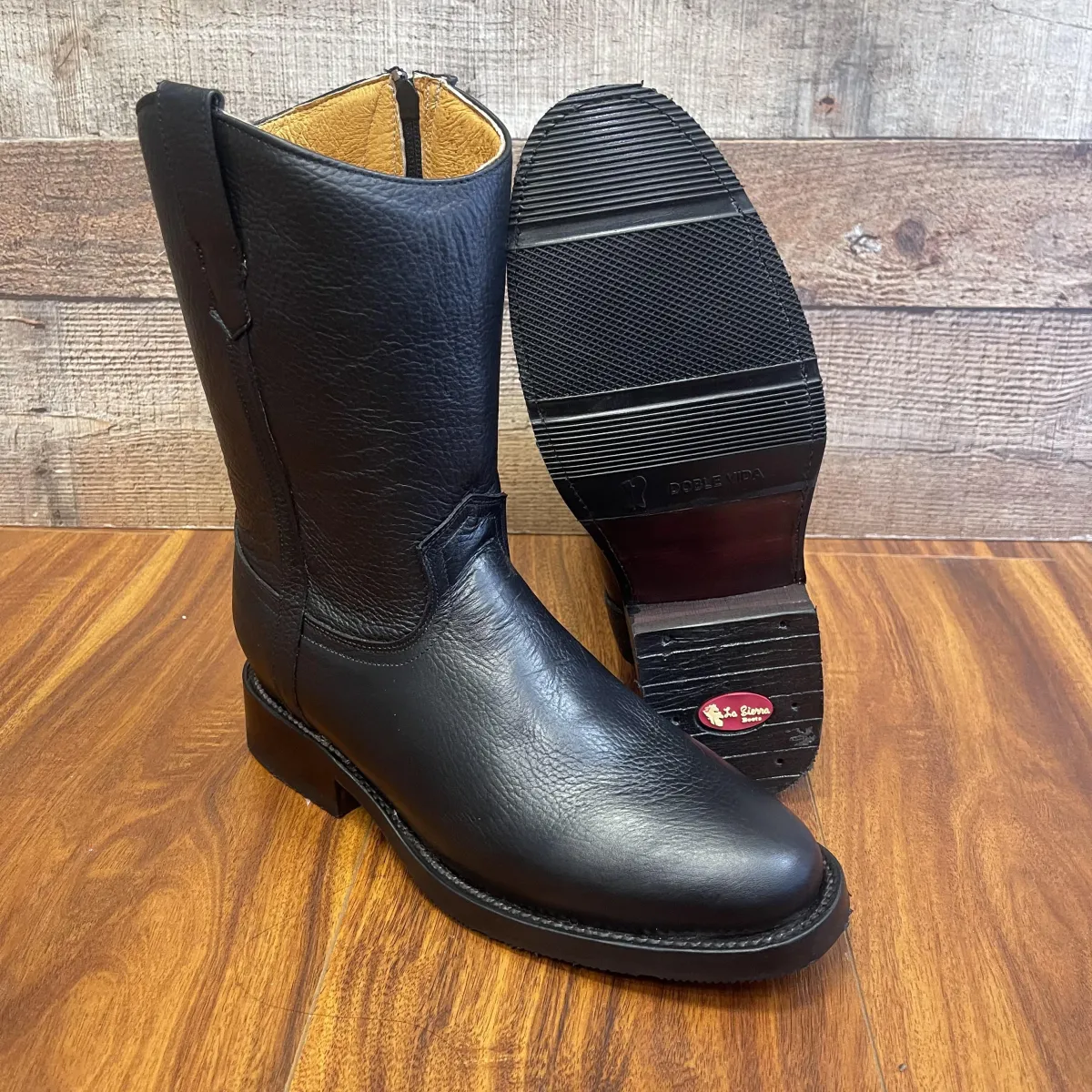 brown and white suede boots