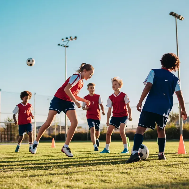 children u8u11 soccer practice action shot