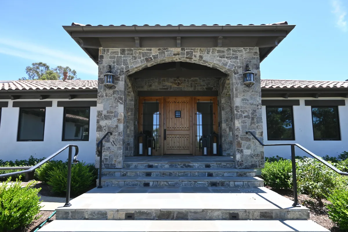 Front of house with natural stone facade in Sonoma, CA