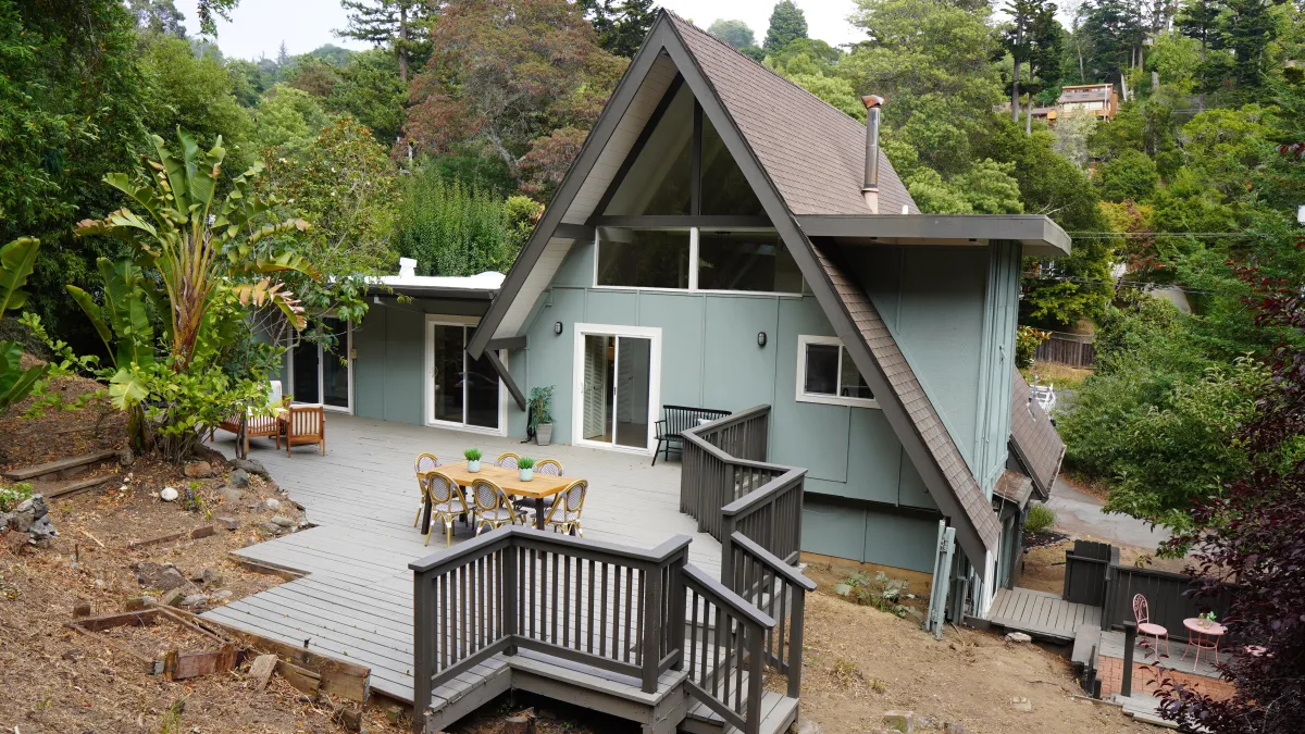 Ground Deck with a section of new railings in Mill Valley, CA.