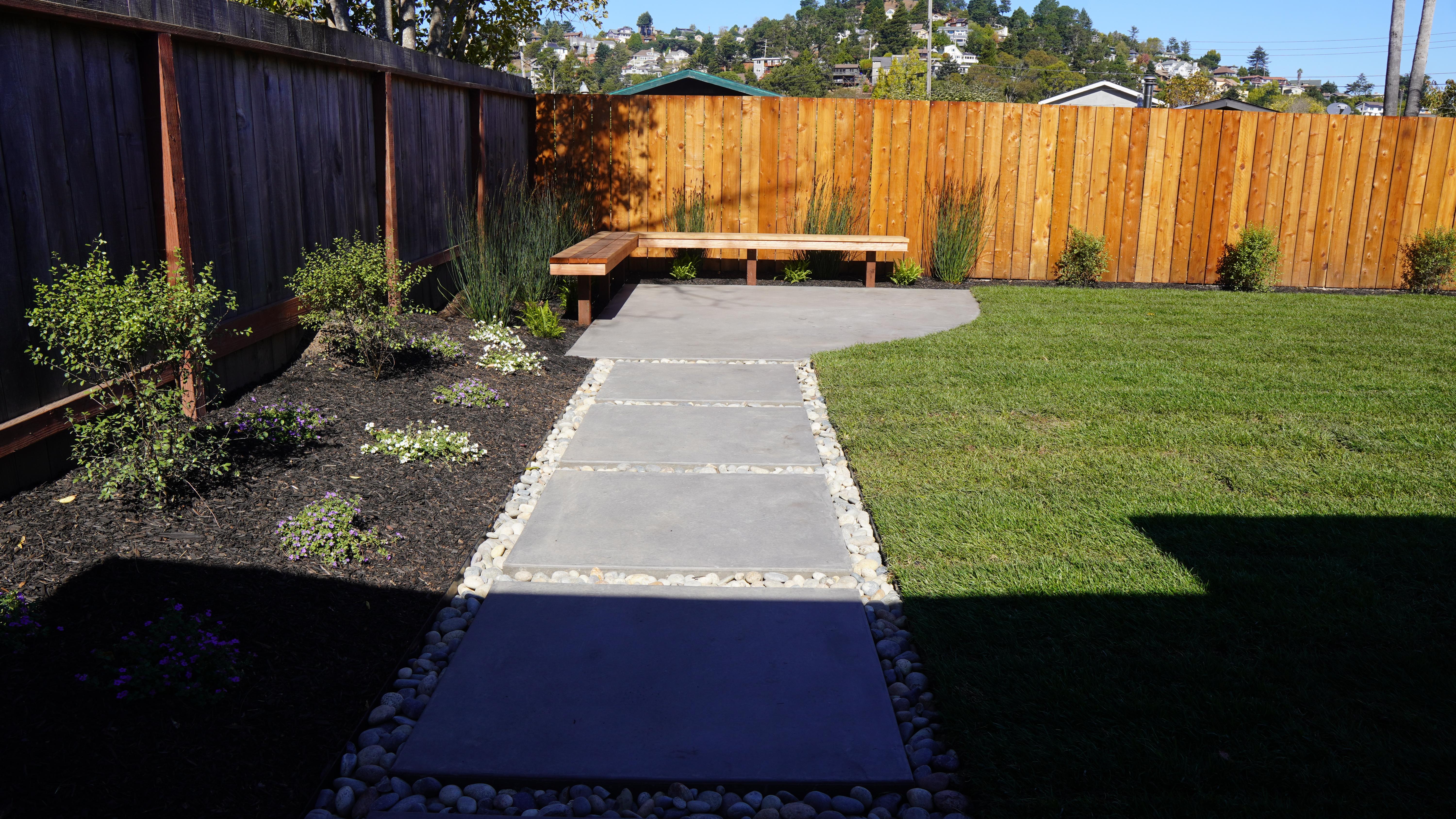 Paver path between a landscaping area in Mil Valley, CA
