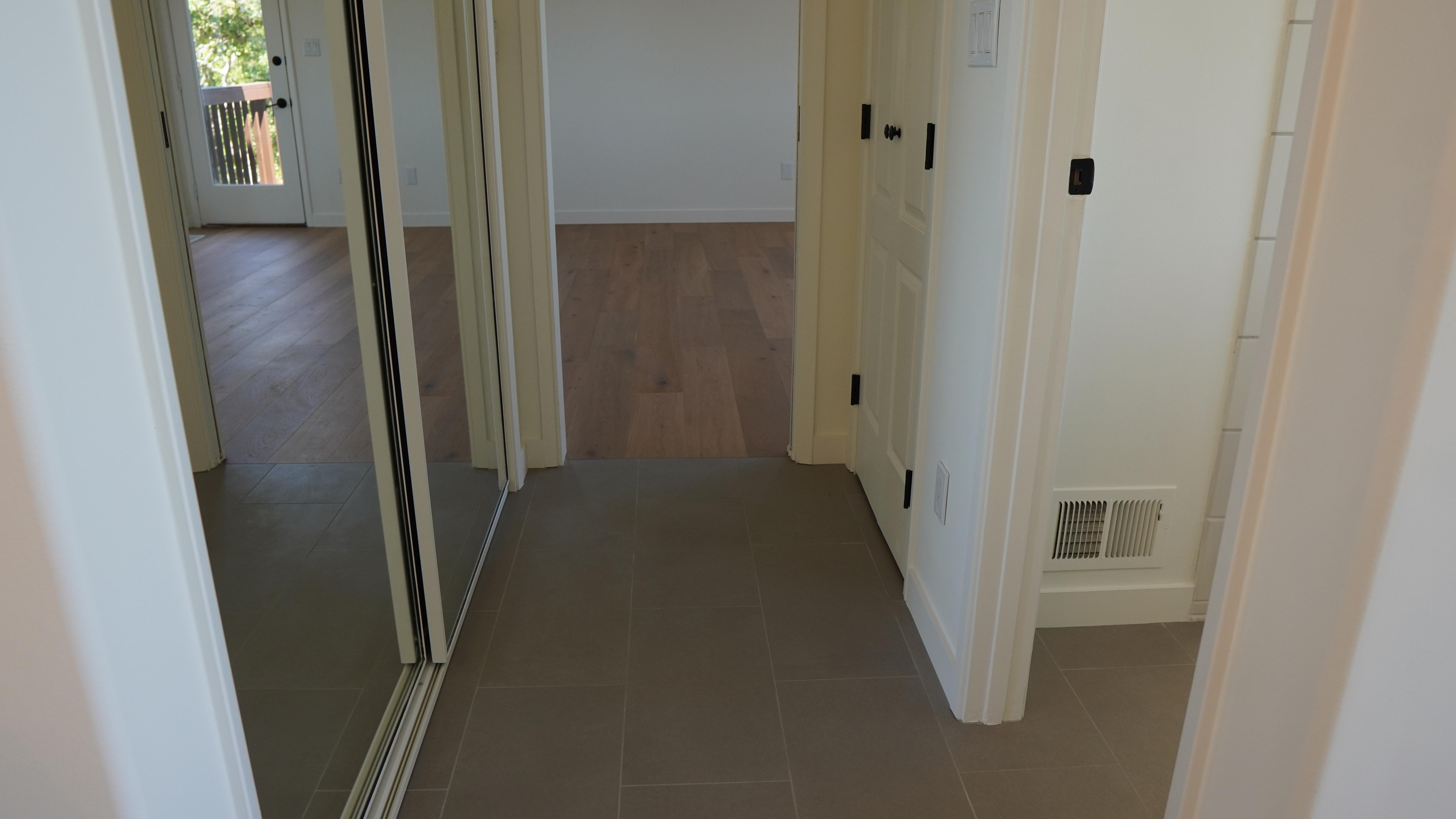 Master bathroom new tile and hardwood floor in Novato, C