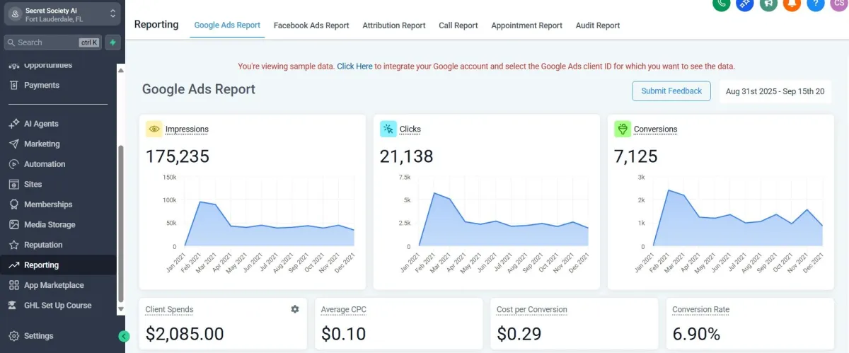 “Real client results dashboard showing spike in 5-star reviews after using automated review request system. Includes Google My Business and Yelp integrations with tracked response rates.”