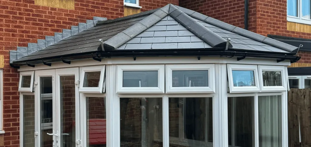 A grey roof that we fitted on a conservatory