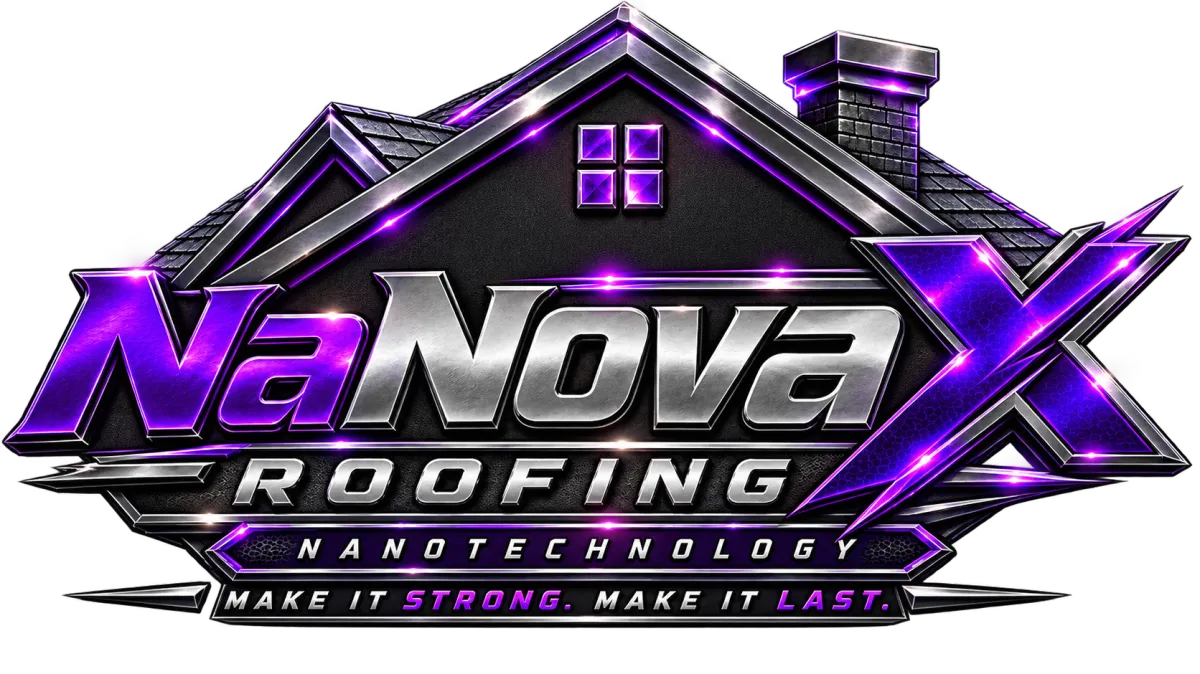 NaNova X Roofing logo — nanotechnology roof protection, Make It Strong. Make It Last