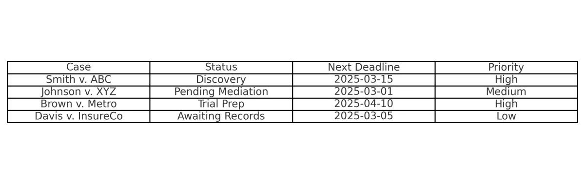 Litigation Case Tracking