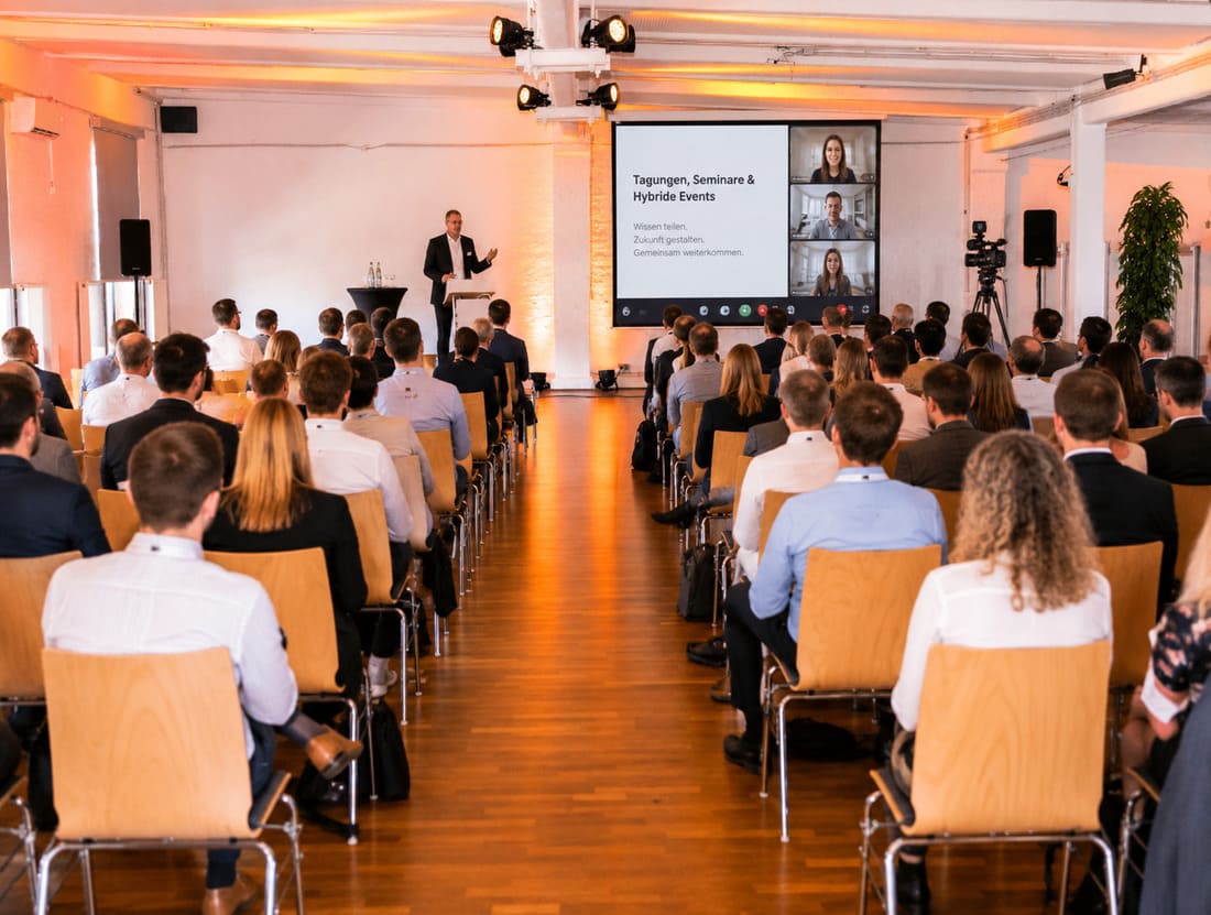 Tagung und Seminar Setup mit Technik und Leinwand