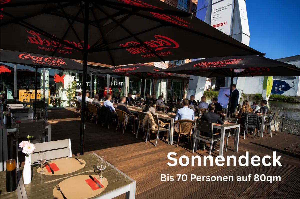 Sonnendeck im Port Speicher xi tagungen