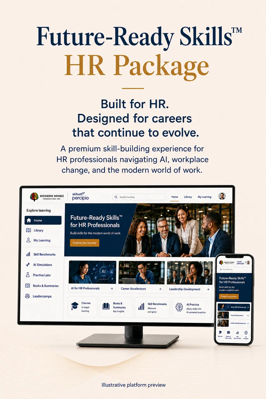 Future-Ready Skills™ HR Package digital learning experience for HR professionals and organizations powered by Modern Mindz and Percipio.