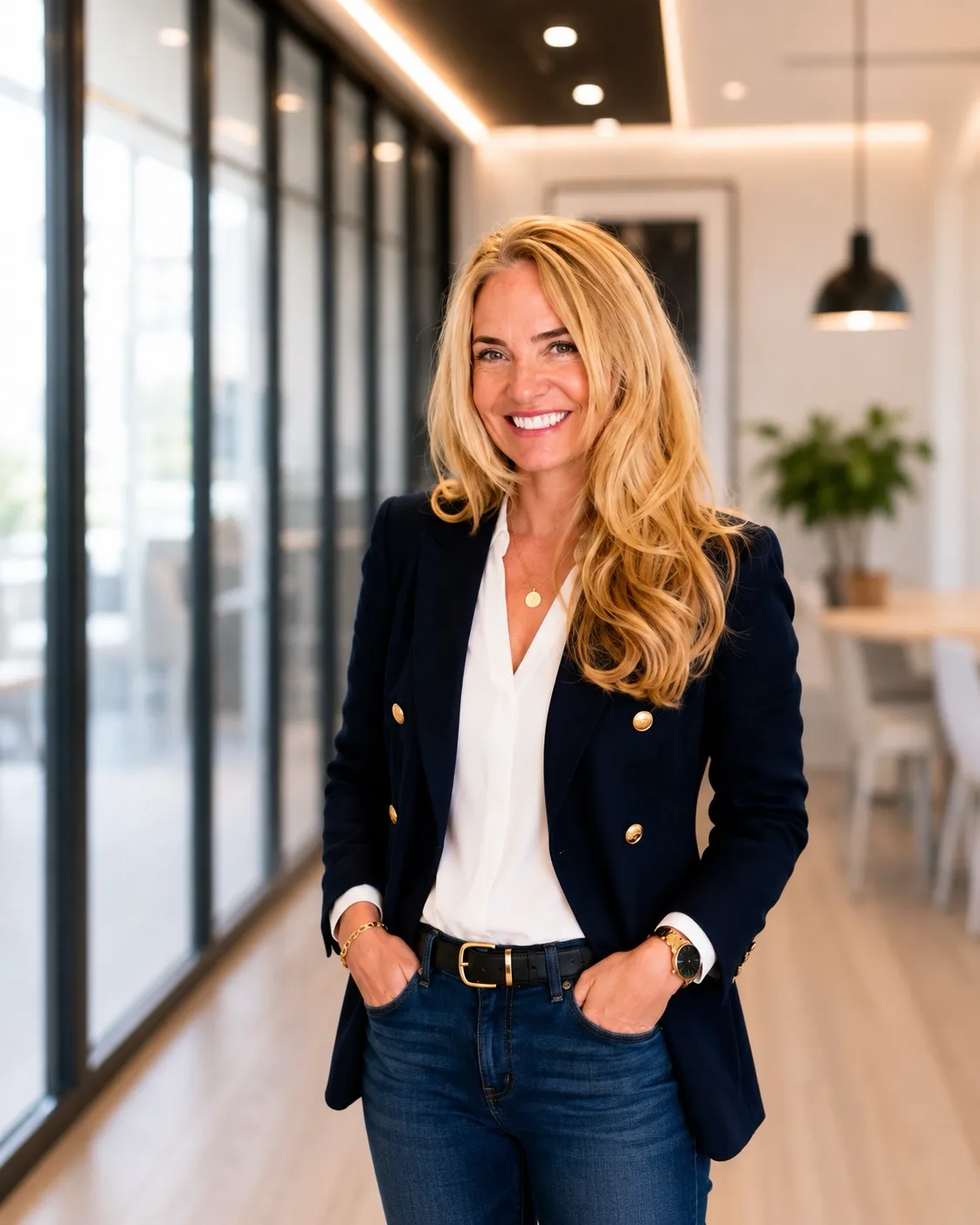 Jill Ogden Glück, Founder & Principal Consultant of Modern Mindz and Future-Ready Skills™ Architect, standing and smiling.
