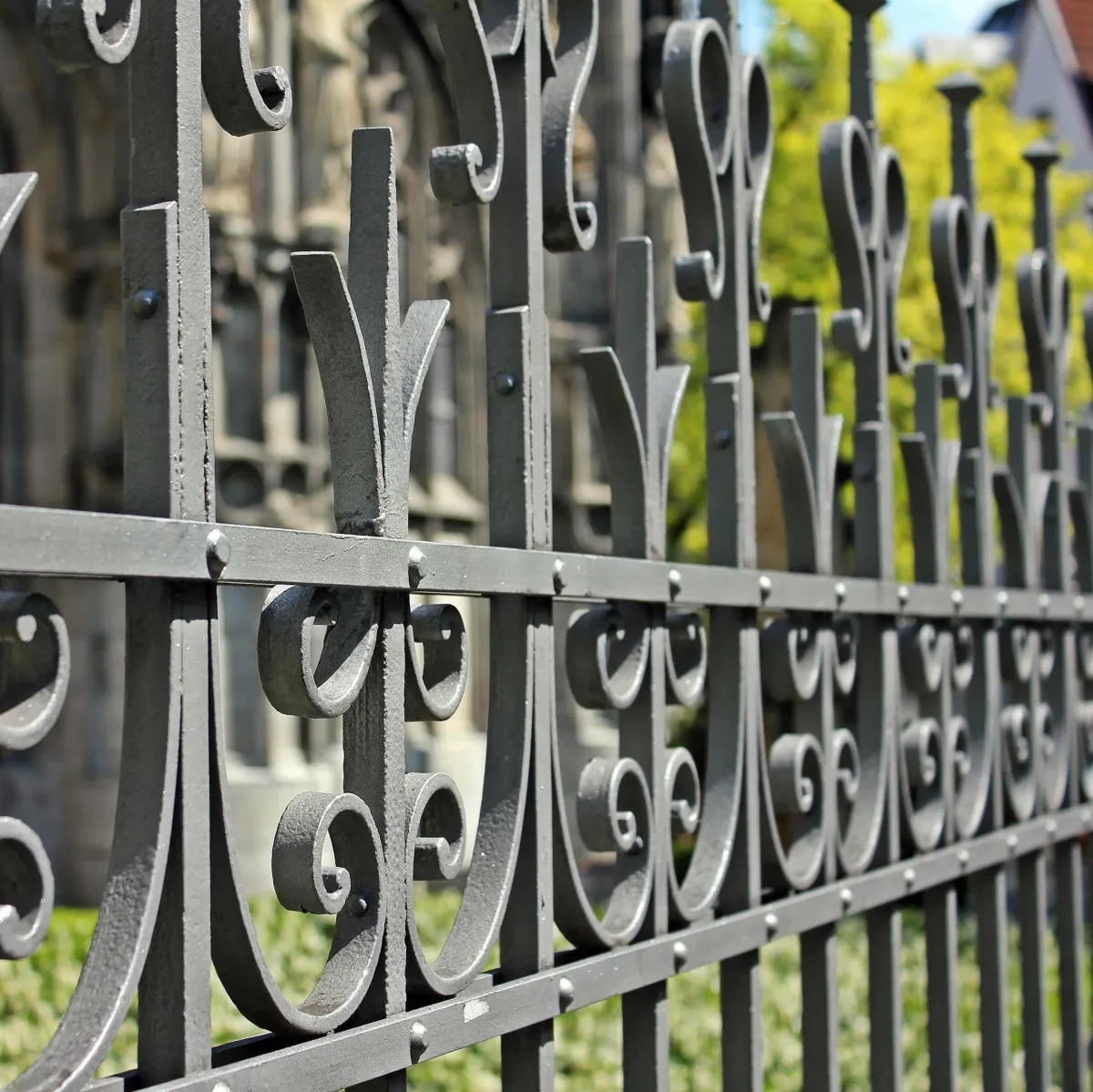 Black metal fence