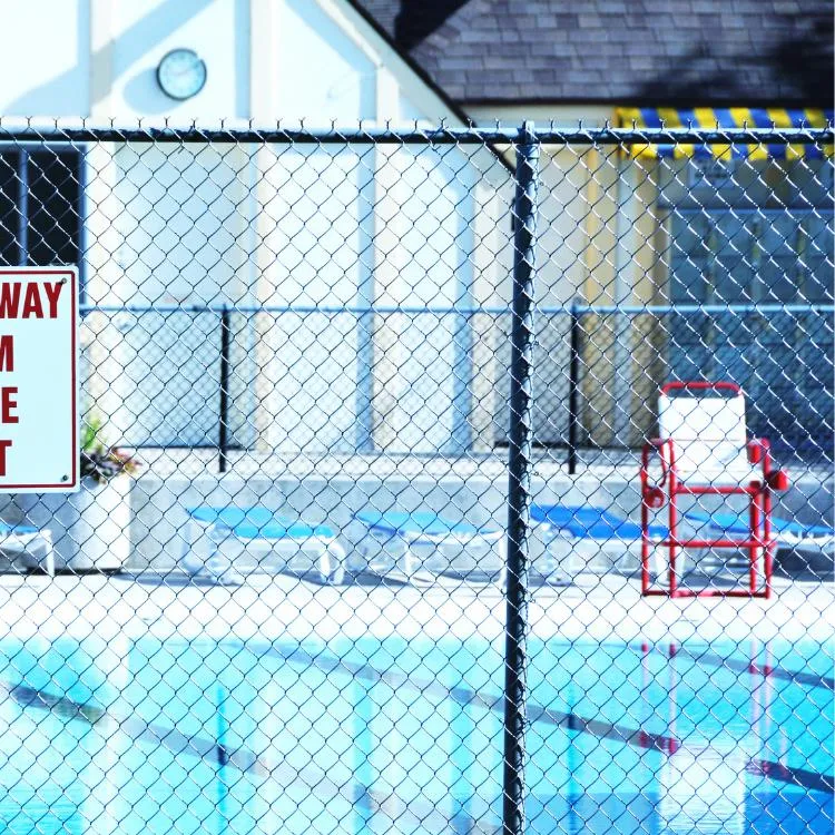 Pool area with Chain Link fences