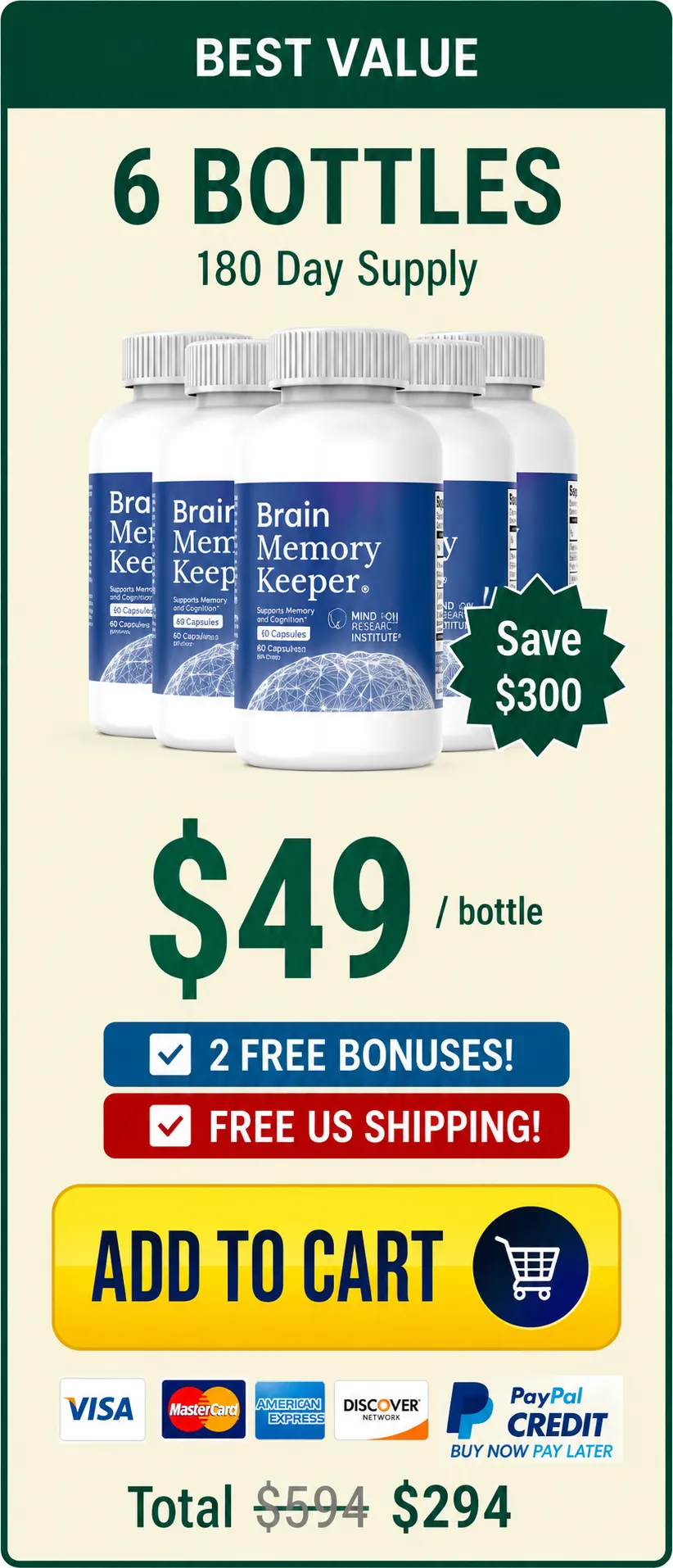 Brain Memory Keeper 6 Bottles