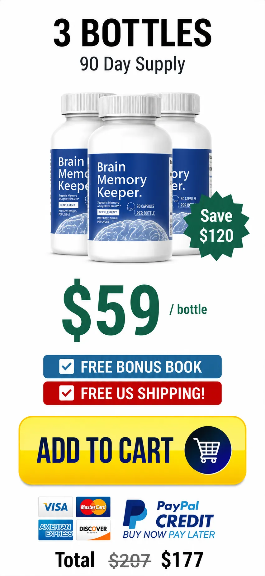 Brain Memory Keeper 3 Bottles