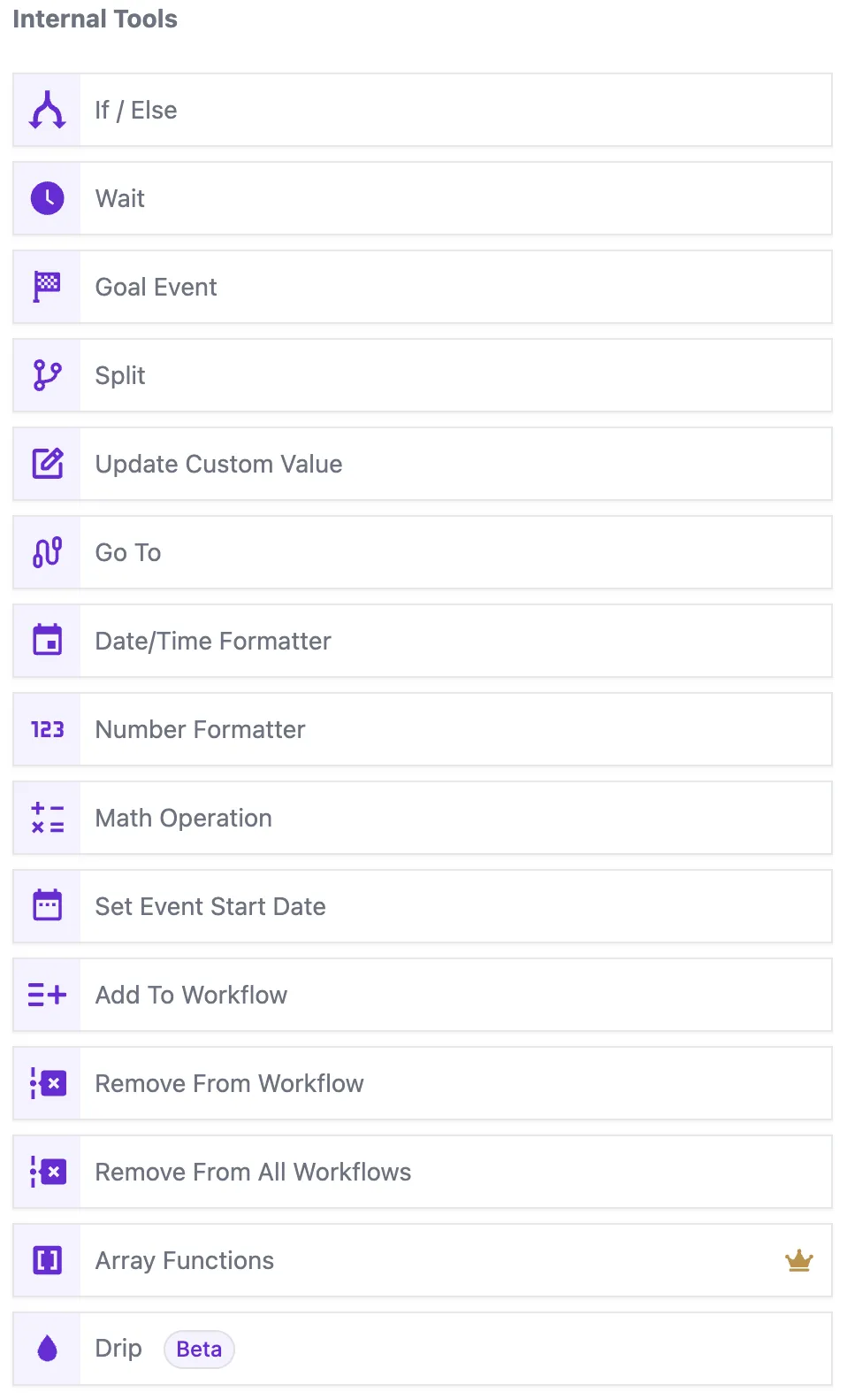 eGrowthLab internal tool actions