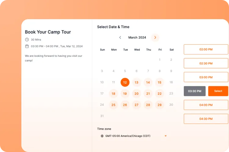 calendar booking embed and shareable sites