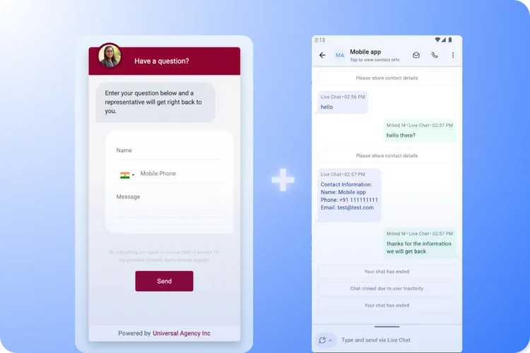 website chat widget with optional live chat