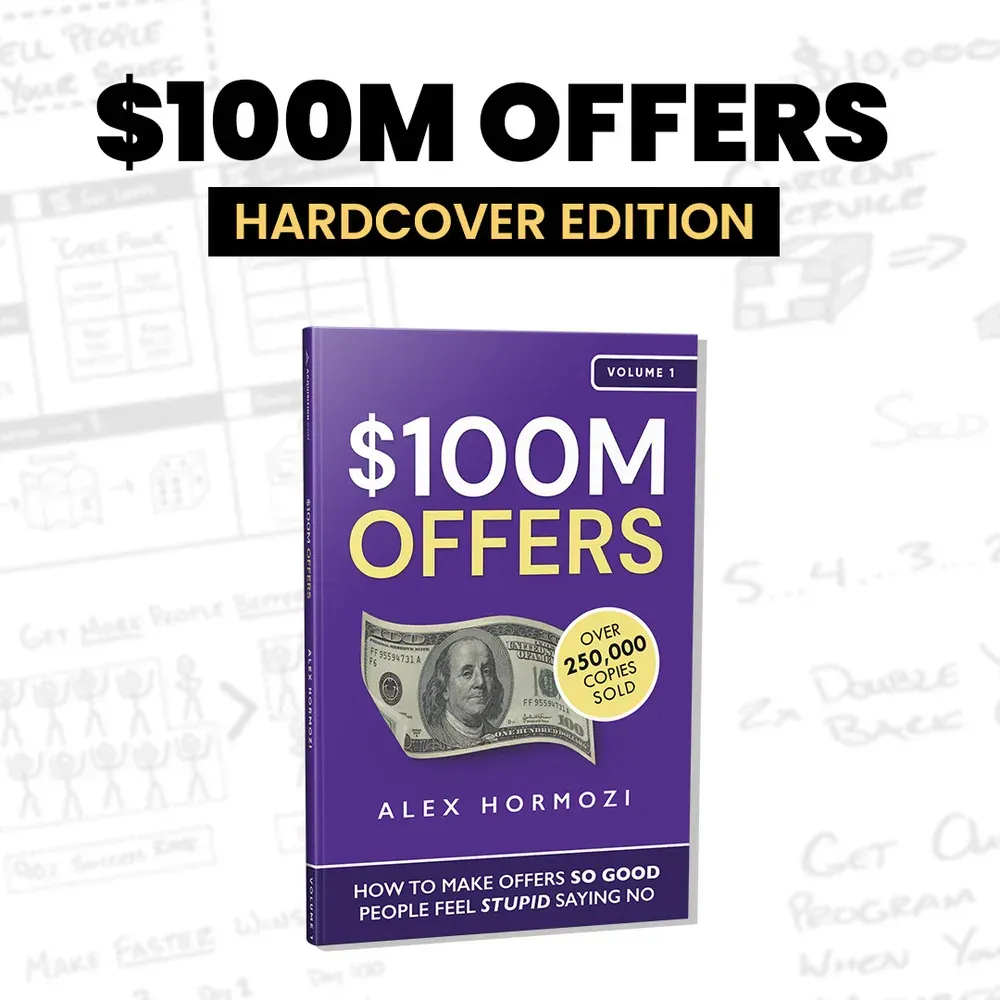 Alex Hormozi's $100M Offers Hardcover Edition included in Joshua Sanderford's GoHighLevel affiliate signup bonuses