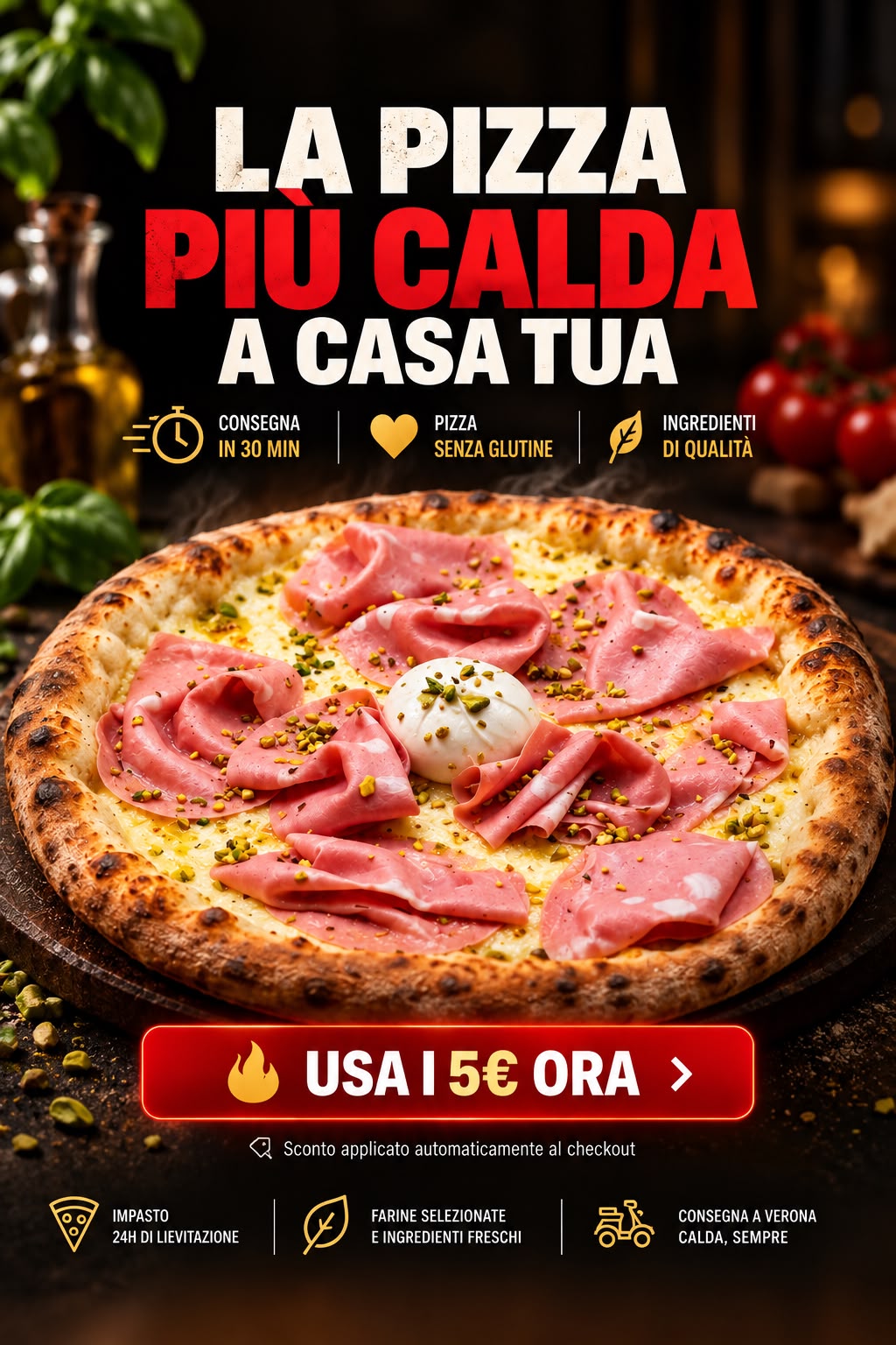 Offerta 5€ sul primo ordine di pizza a domicilio a Verona - Punto Pizza