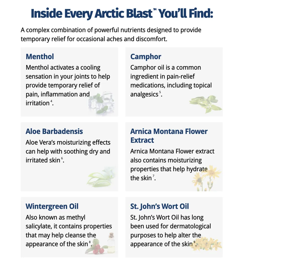 Arctic Blast ingredients