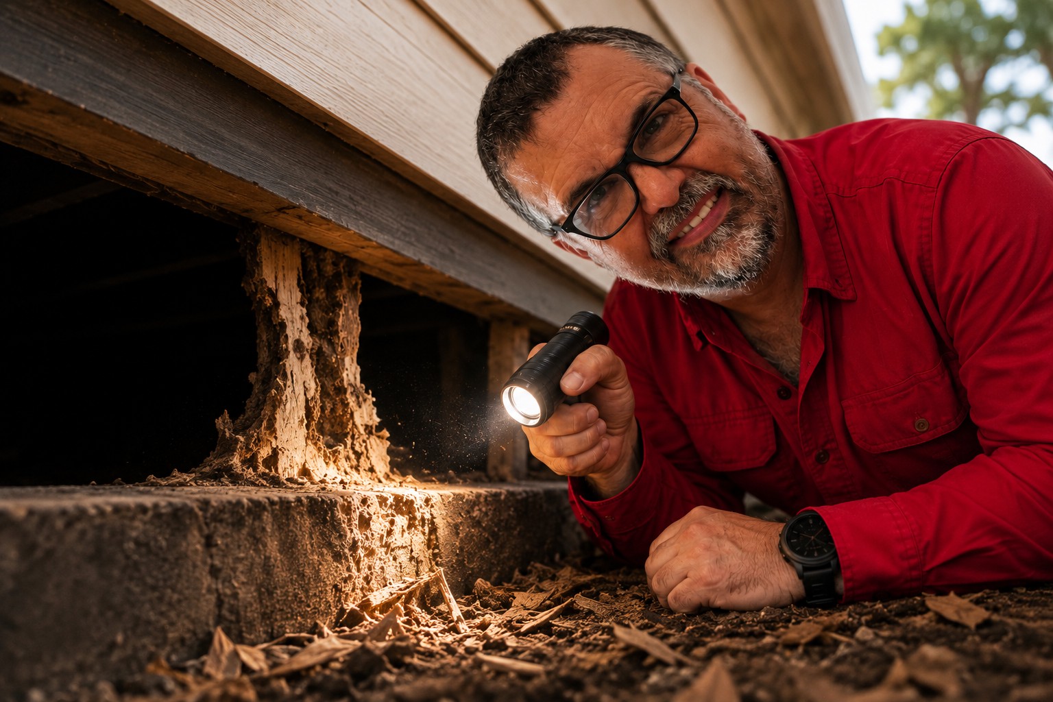 Haynes Pest Control termite inspector inspecting a Central Florida home