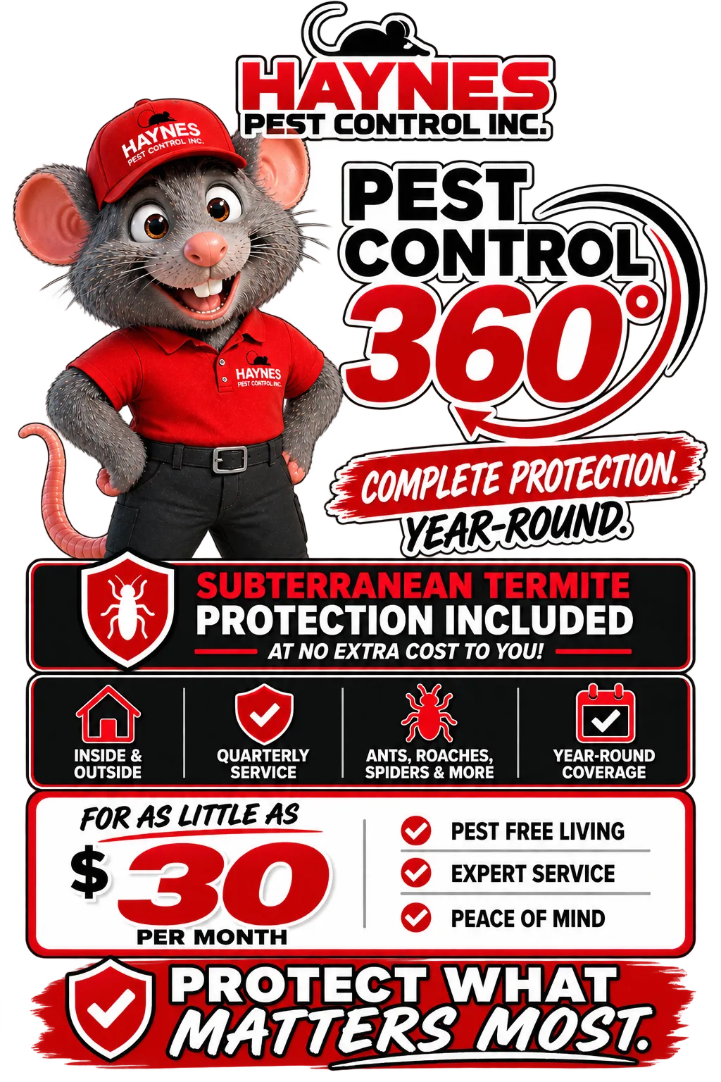 Haynes Pest Control 360 pest and subterranean termite protection program