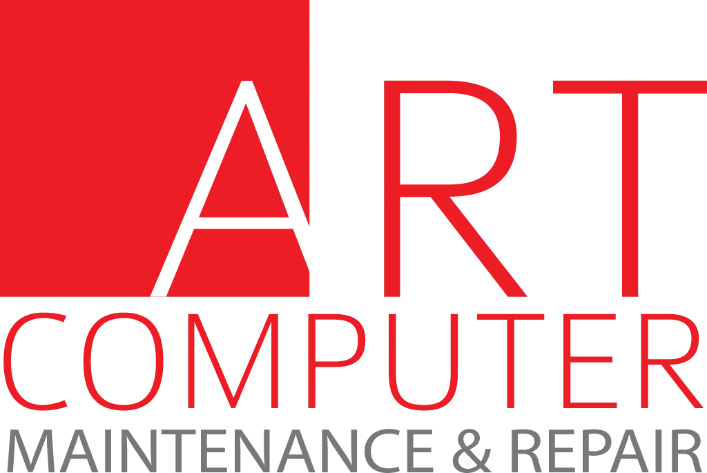 Art Computer Maintenance and Repair logo featuring a stylized computer icon with tools, symbolizing expert computer repair and maintenance services.