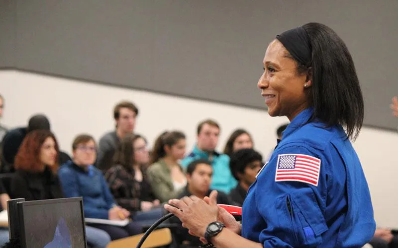 Dr. Jeanette Epps in NASA flight suit, NASA astronaut Jeanette Epps in space, Jeanette Epps presenting to students, Dr. Epps looking through ISS cupola window, Crew-8 astronauts including Jeanette Epps, Jeanette Epps official NASA portrait, Dr. Jeanette Epps keynote speaker at event