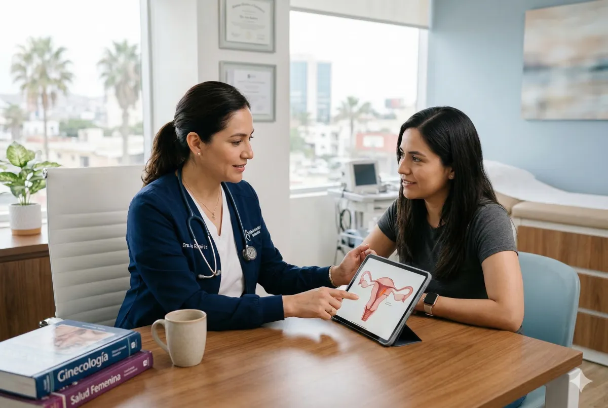 Biopsia endometrial en consulta ginecológica en Tijuana