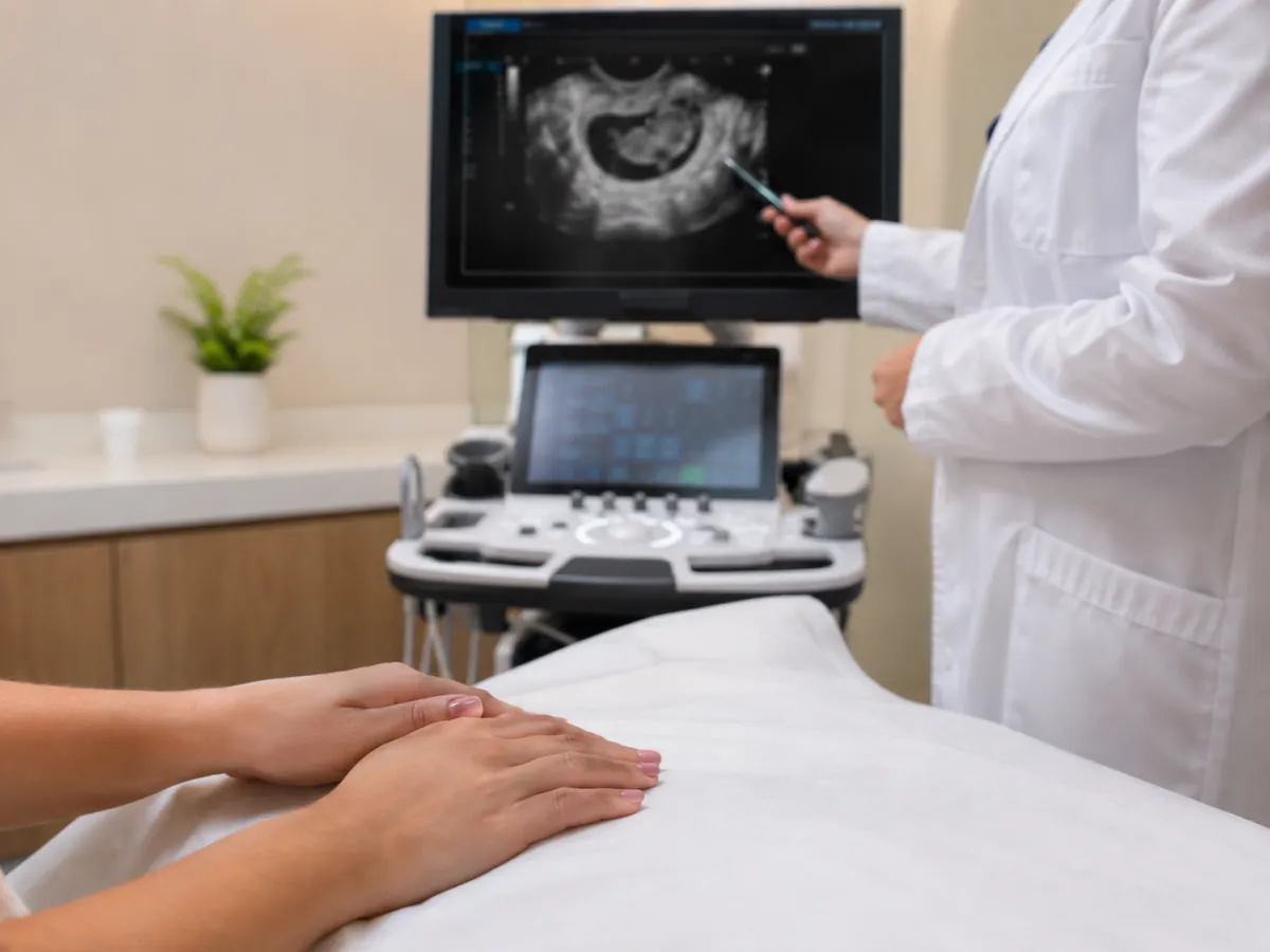 Ginecóloga revisando resultados de ultrasonido transvaginal en consultorio médico en Tijuana