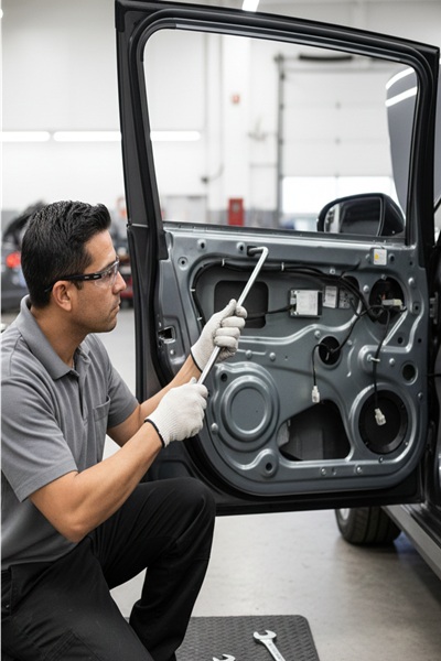 Complete door repair service Dallas Texas realigning damaged door panels