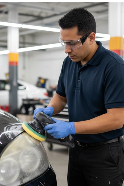 Headlight restoration service Dallas cleaning foggy oxidized headlights