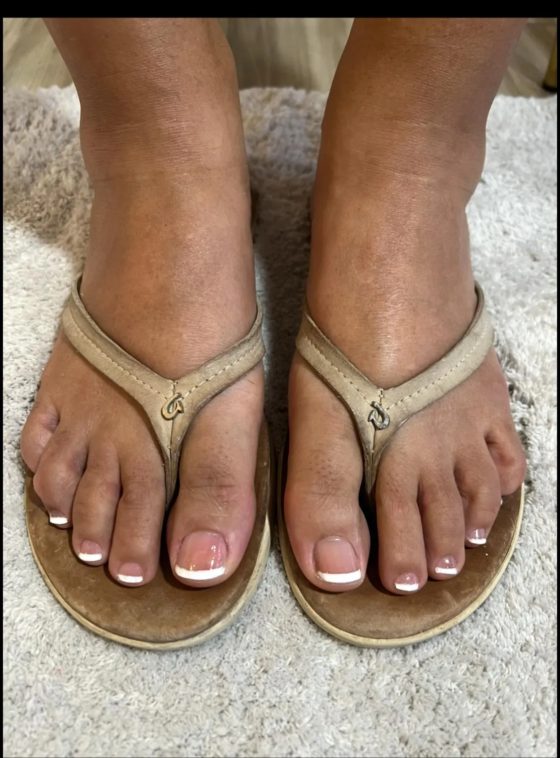 Soft pink French tips with almond shape
