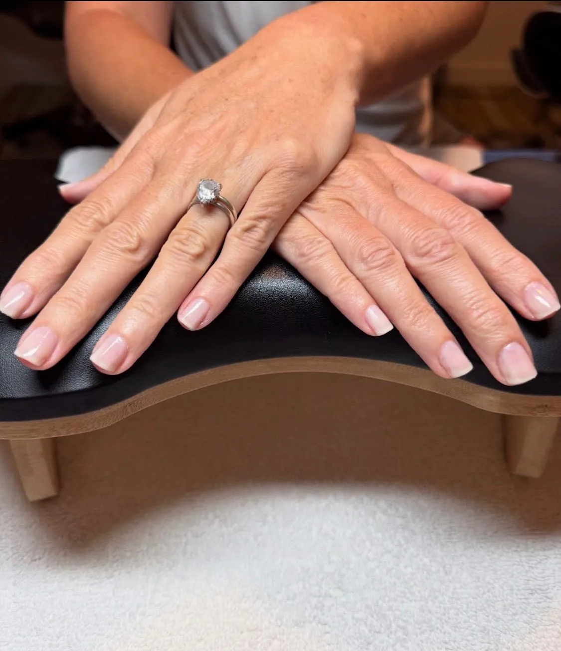 Blush pink gel manicure with glossy finish