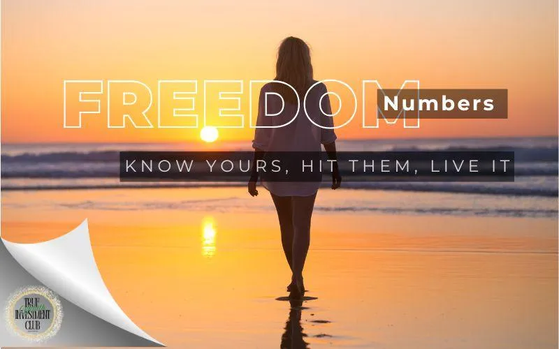 Image of a person writing a financial plan labeled "My Freedom Plan" with visual elements representing wealth, clarity, and time freedom.