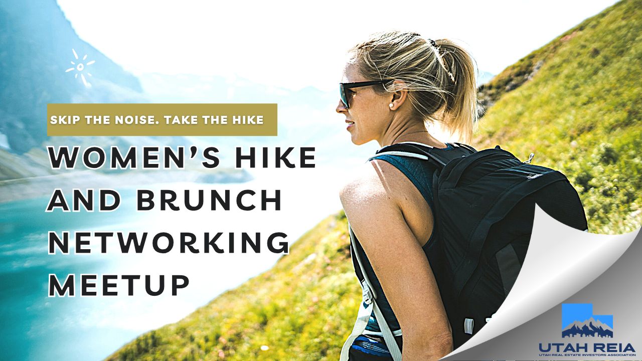 Women attending a Utah REIA outdoor hike meetup, networking and building relationships on a scenic trail in Utah.