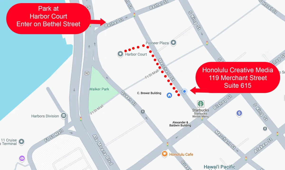 Parking map for Honolulu Creative Media 