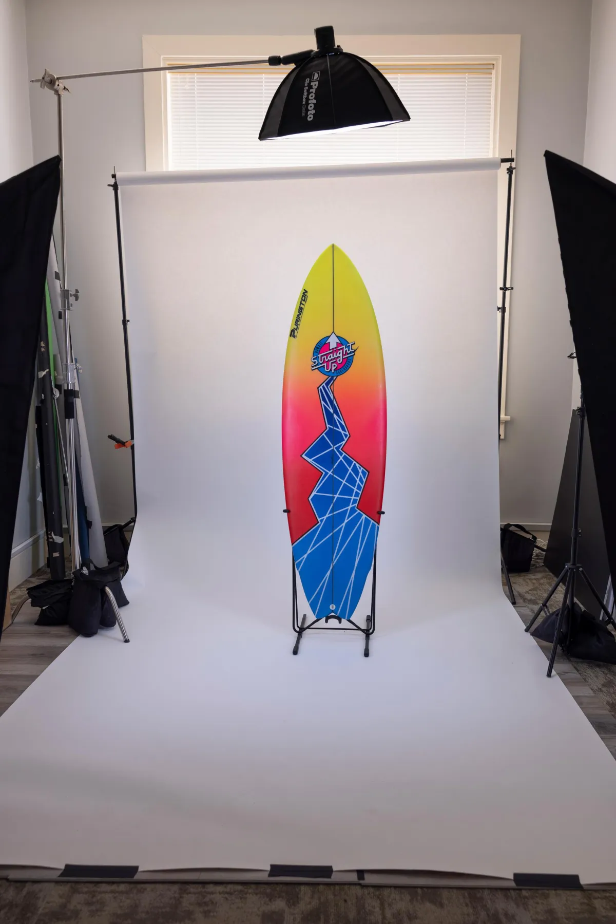 Surfboard in photo studio 