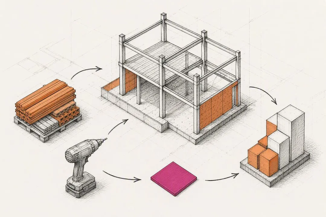 Construction project cost control workflow illustration