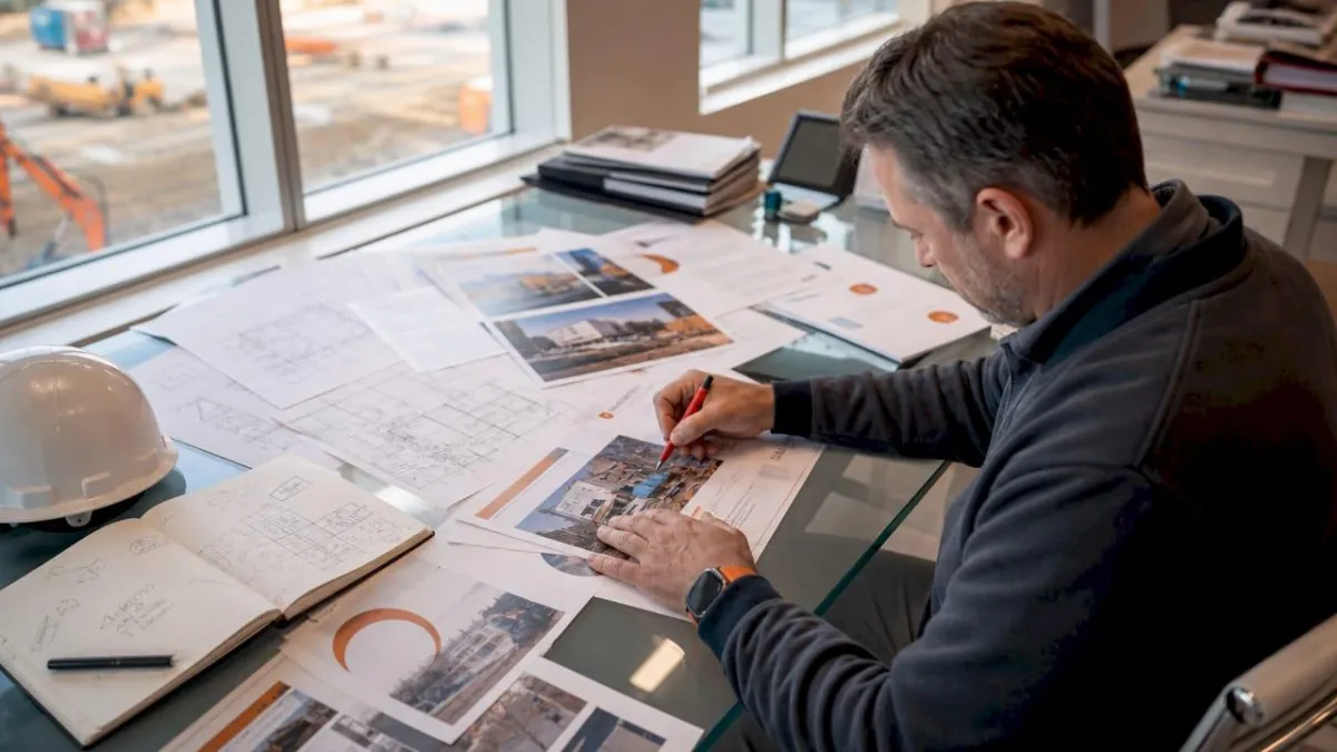 Construction manager reviewing consulting proposals