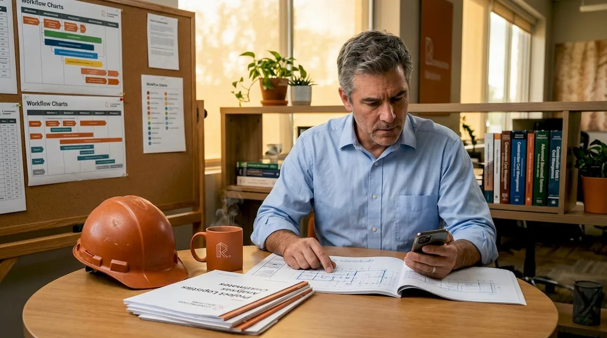 Consultant reviewing construction project plans